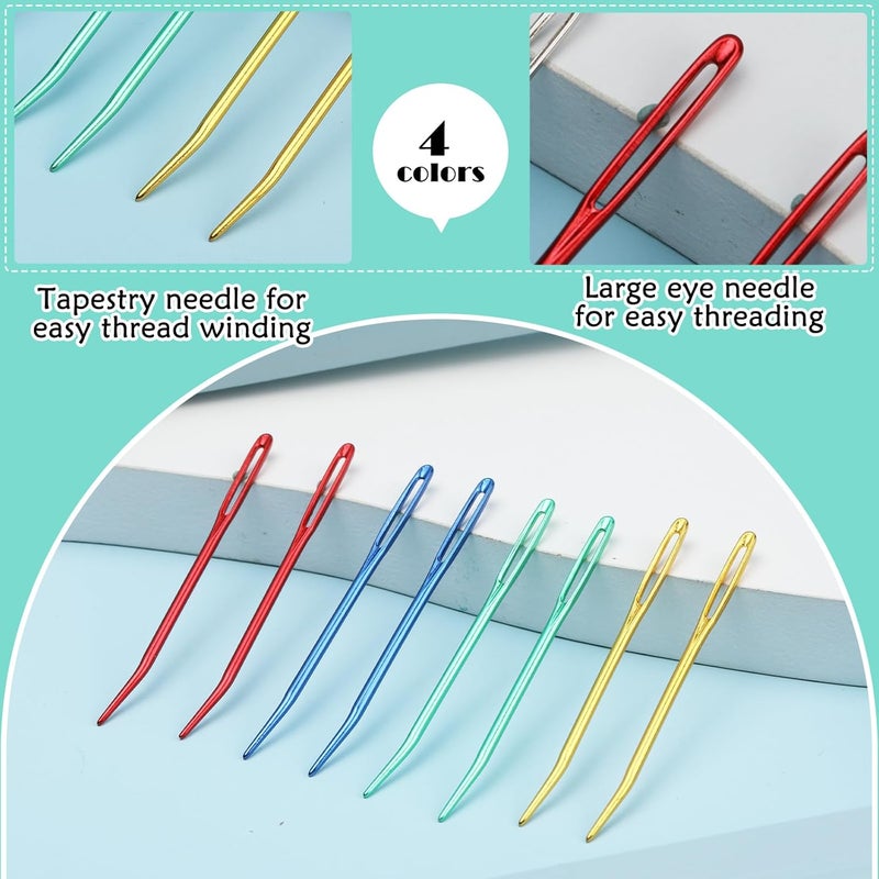 Kogyxe 17 Pcs Steel Sewing Needles Kit, Stainless Steel Sewing Needles with Mix Color Stitch Markers, Weaving Needle Bent Tip Tapestry Needles Darning Knitting Sewing Needles for Knitting Crochet - Image 4